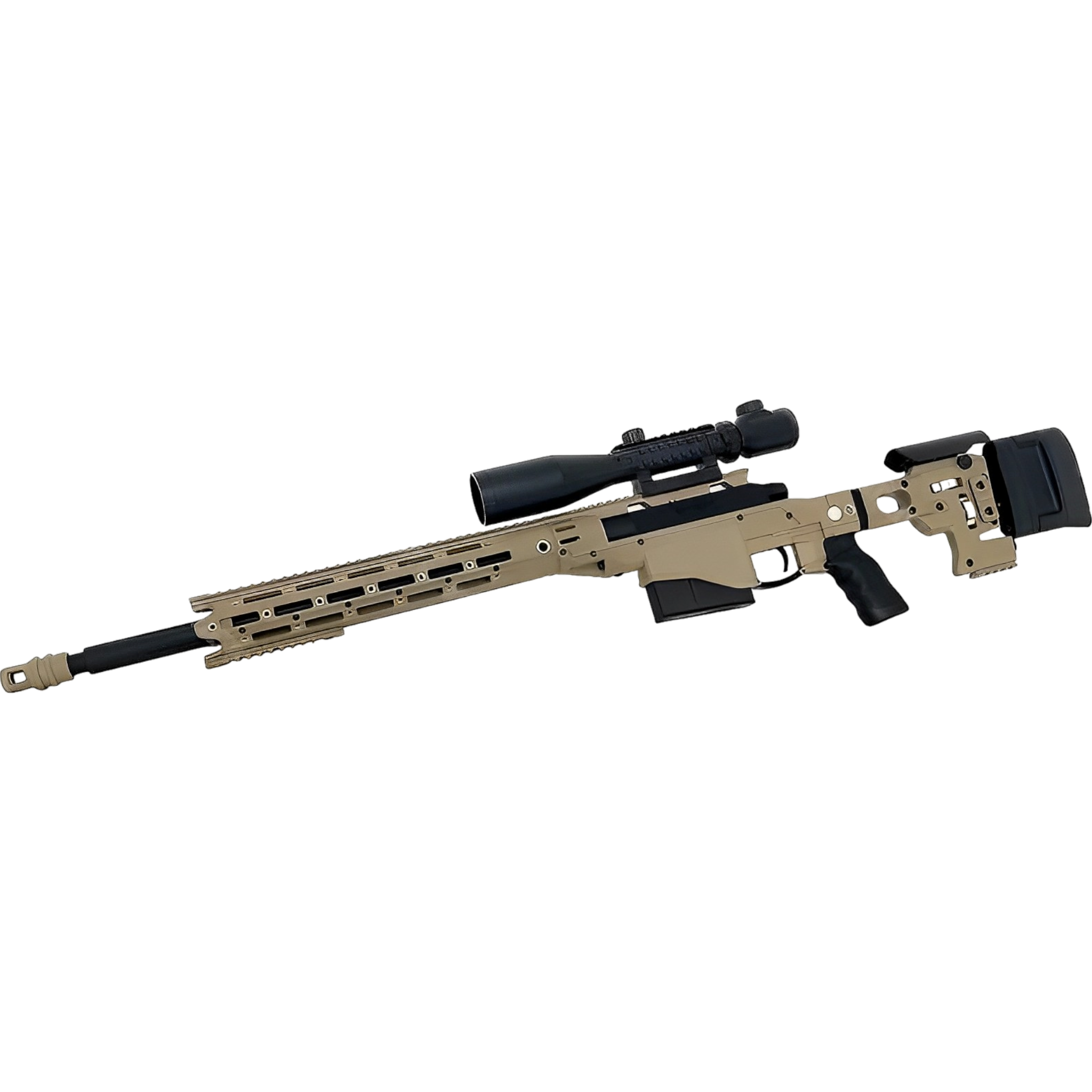 MSR sniper gel blaster by JIEYING equipped with rechargeable battery, scope, and safety accessories. MSR sniper gel blaster by JIEYING equipped with rechargeable battery, scope, and safety accessories.