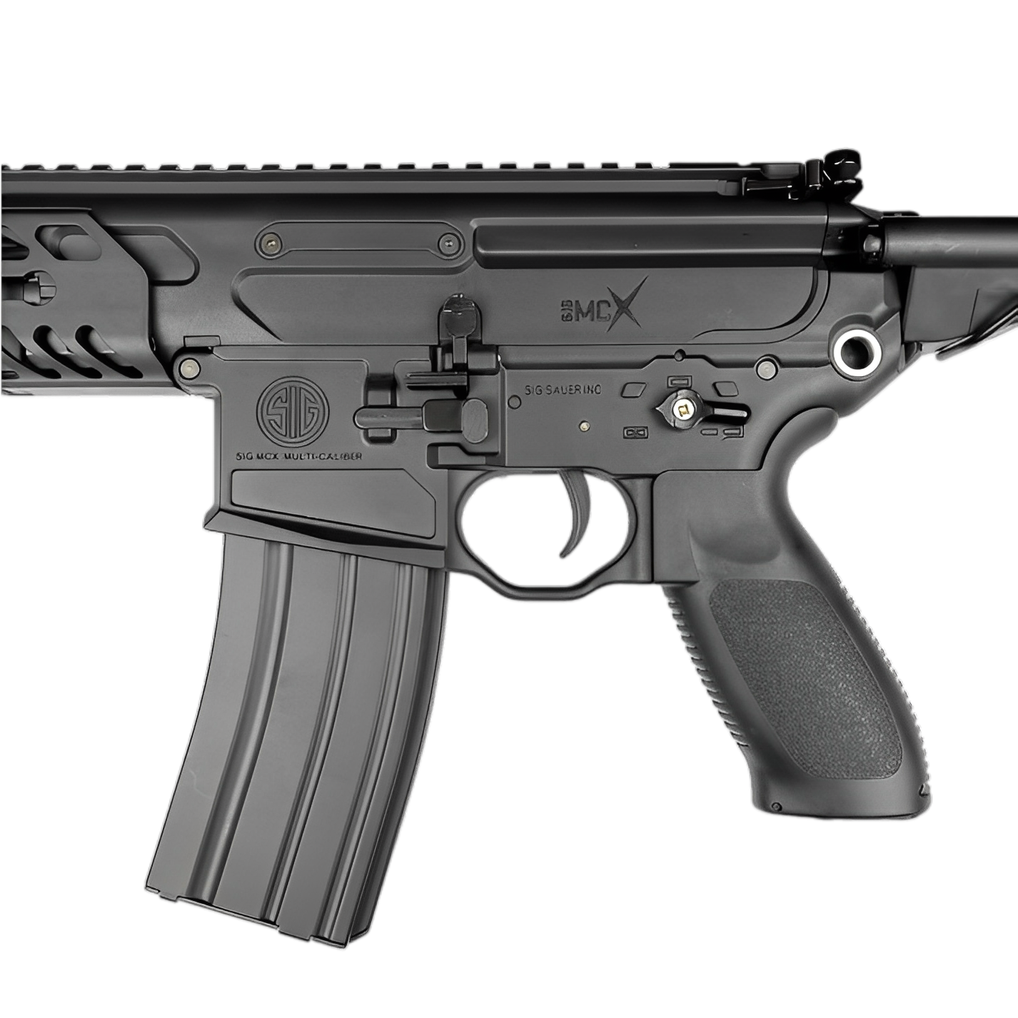 SIG MCX gel blaster by Lehui in black finish with USB charging, 7-8 mm gel ball compatibility, and sturdy design. SIG MCX gel blaster by Lehui in black finish with USB charging, 7-8 mm gel ball compatibility, and sturdy design.