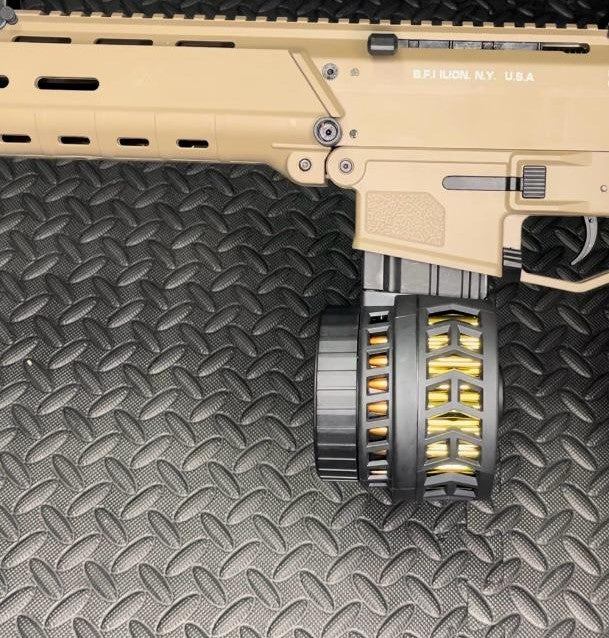 Black drum magazine for gel blaster with high capacity 400 round storage