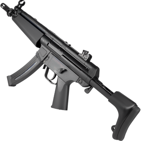 Black MP5 gel blaster by CYMA, offering enhanced firing velocity, tactical flexibility, and semi/full automatic fire modes.