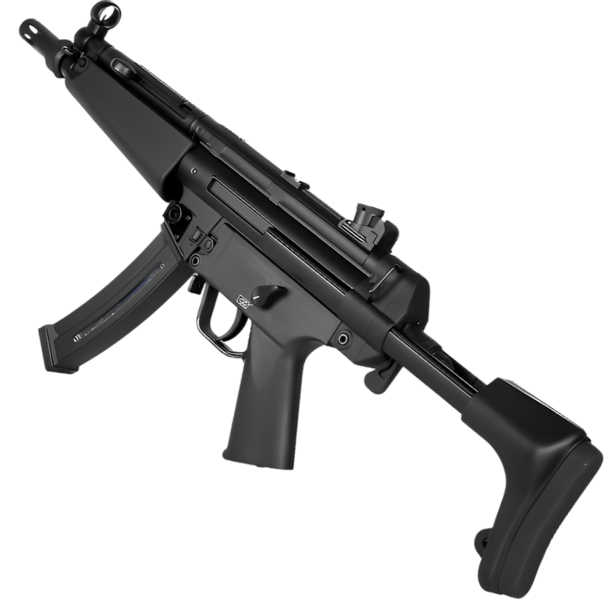 MP5 gel blaster in black finish by CYMA, featuring a nylon gearbox, semi/full automatic modes, and lightweight plastic body.