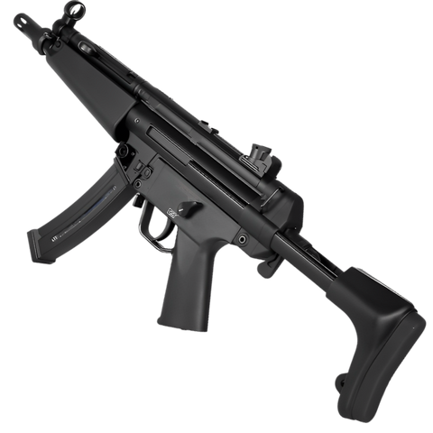 MP5 gel blaster in black finish by CYMA, featuring a nylon gearbox, semi/full automatic modes, and lightweight plastic body.