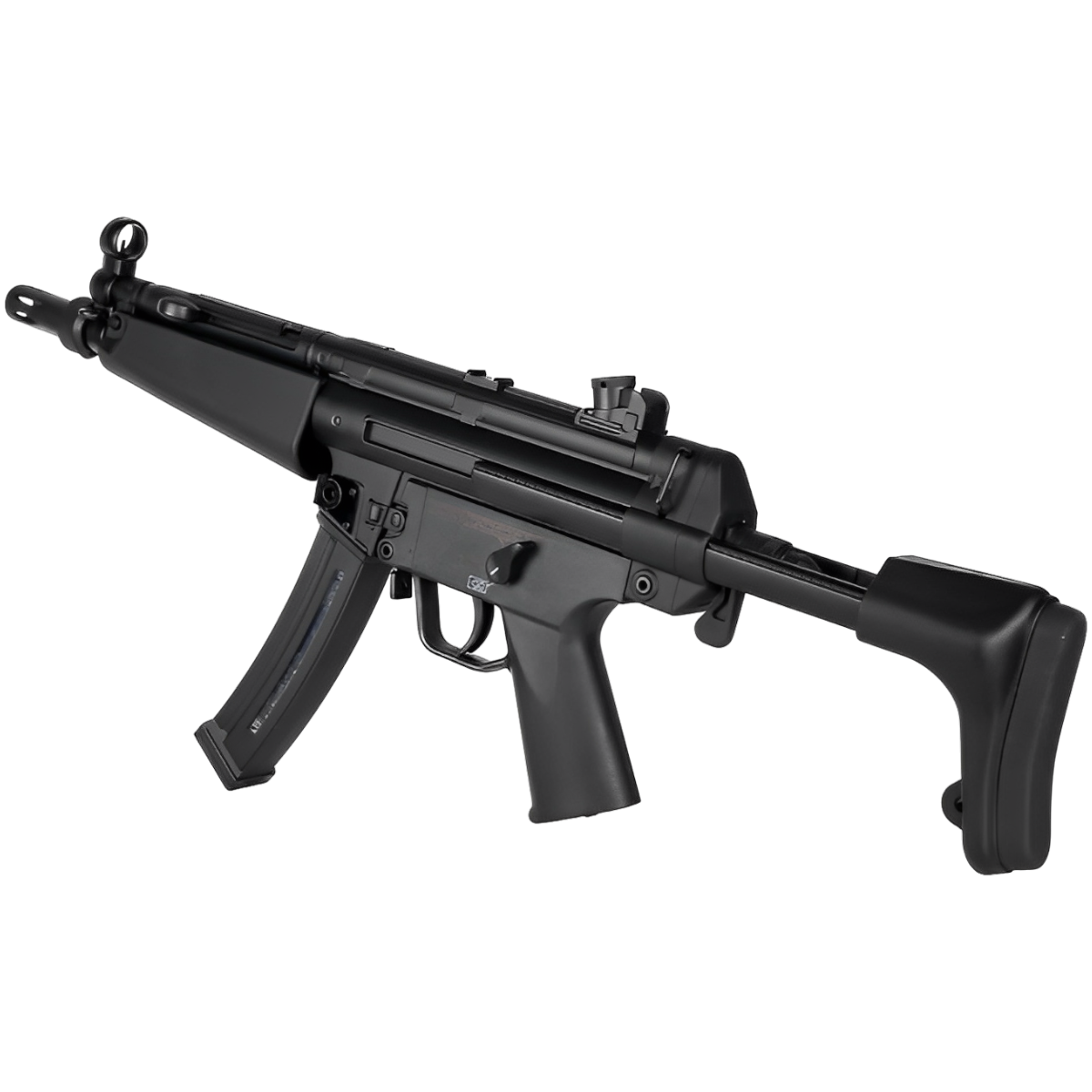 CYMA MP5 gel blaster in black featuring a powerful 7.4v Li-Po battery and extended firing precision.
