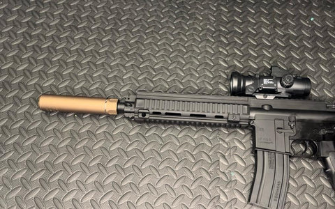Sand finish tactical suppressor upgrade for realistic gel blaster customization